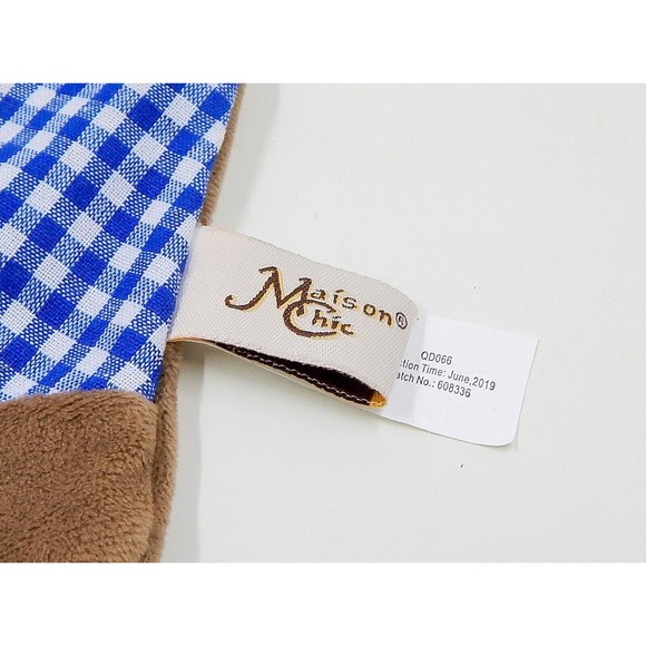 Maison Chic Horse Pony Blue Gingham Check Lovey Security Blanket Pacifier Holder - Picture 2 of 8